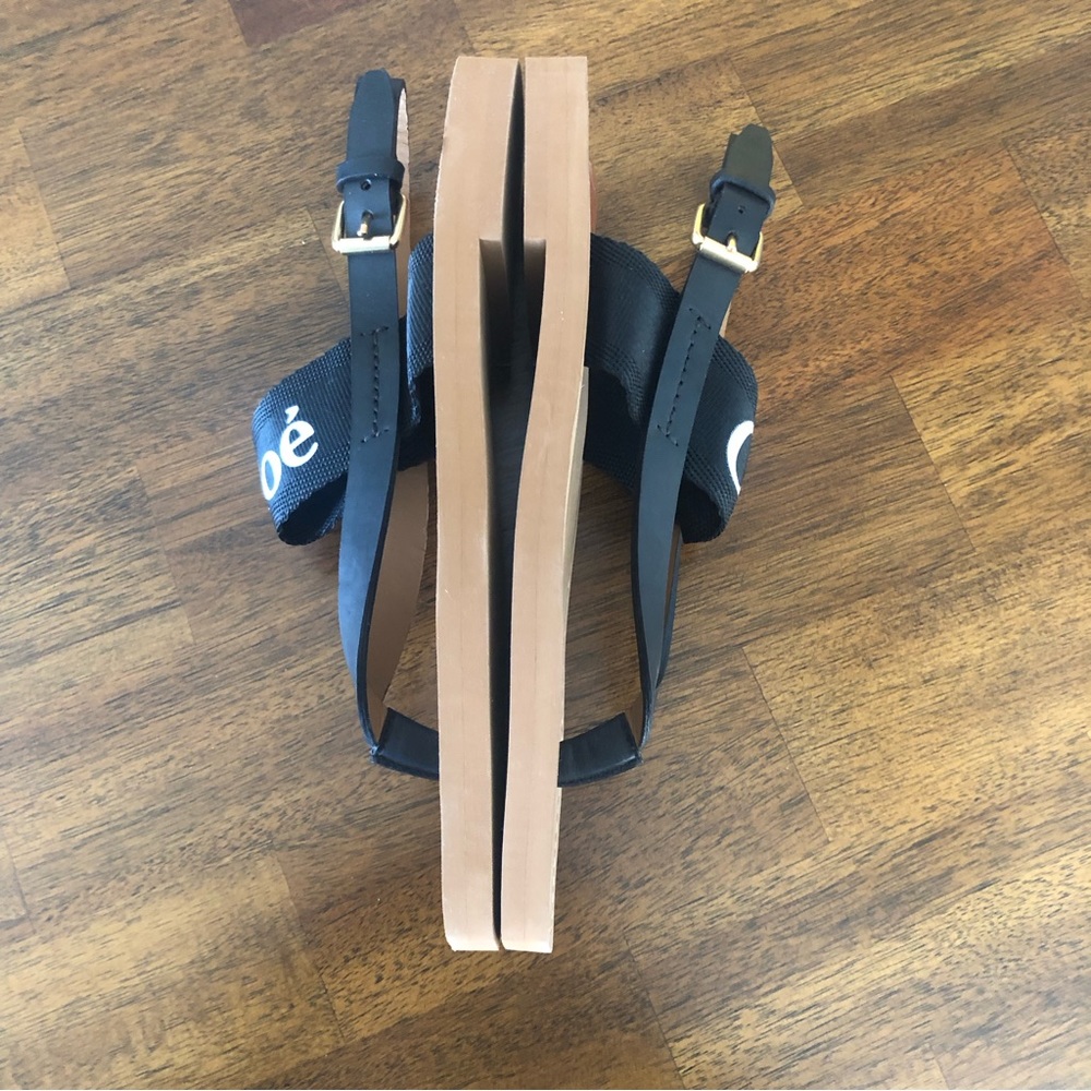 NIB $450 CHLOÉ Woody Logo Sandal (Women) in Black - size 40 EU / 10 US! - Picture 10 of 16